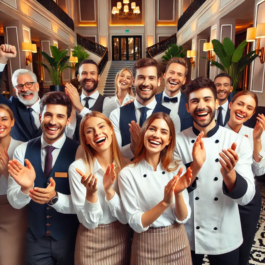 Happy hotel team
