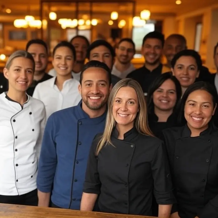 Happy restaurant team